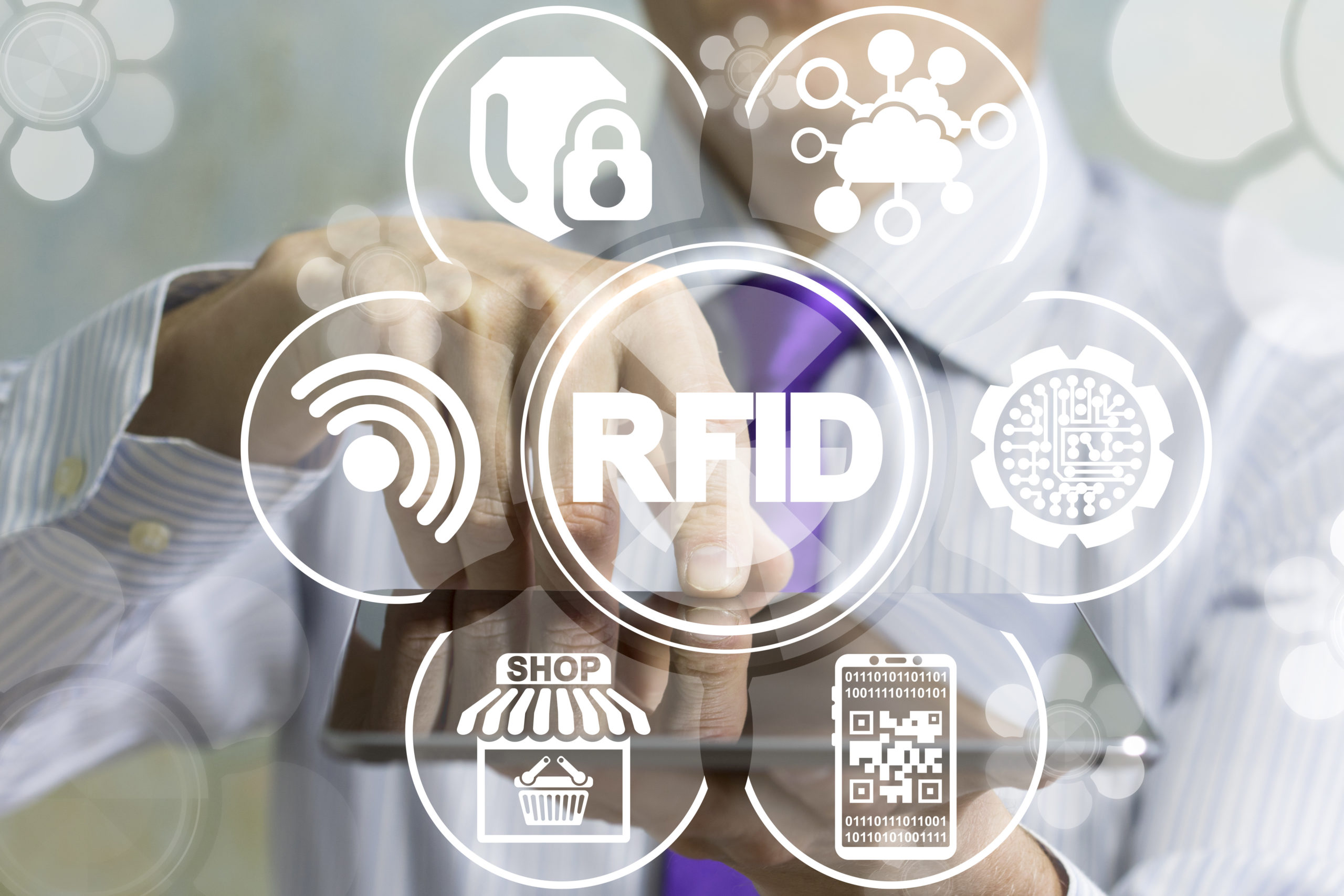 RFID - Radio Frequency Identification Communication Shopping Technology.
